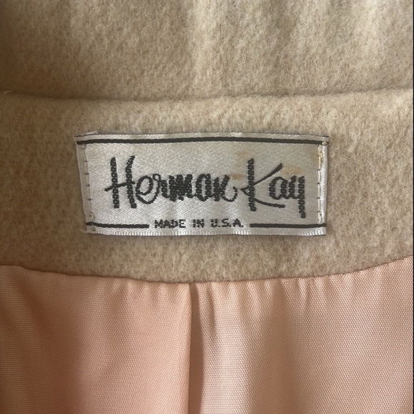 Vintage Herman Kay Cream Wool Blend Coat – Classic Button Front – Made in USA - Picture 7 of 14